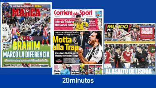 Las portadas del derbi de Champions en el Bernabéu: Brahim marcó la diferencia