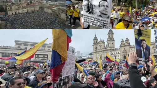 Las fotos de las marchas a favor del expresidente Álvaro Uribe en Bogotá, Medellín y otras ciudades de Colombia hoy 7 de agosto