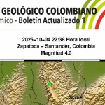 Fuerte temblor en Colombia hoy 4 de octubre| Servicio Geológico Colombiano reportó sismo de magnitud 4: epicentro y más detalles