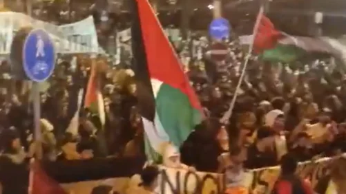 Más de 10.000 manifestantes propalestinos toman las calles de Údine ante del partido Italia