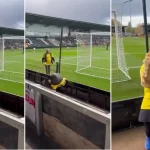 Expulsan a la mascota de un equipo de fútbol por presentarse borracha en el campo y hacer peinetas al público