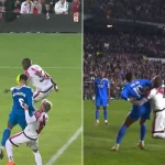 los blancos pidieron penalti por dos agarrones a Bellingham y Mbappé